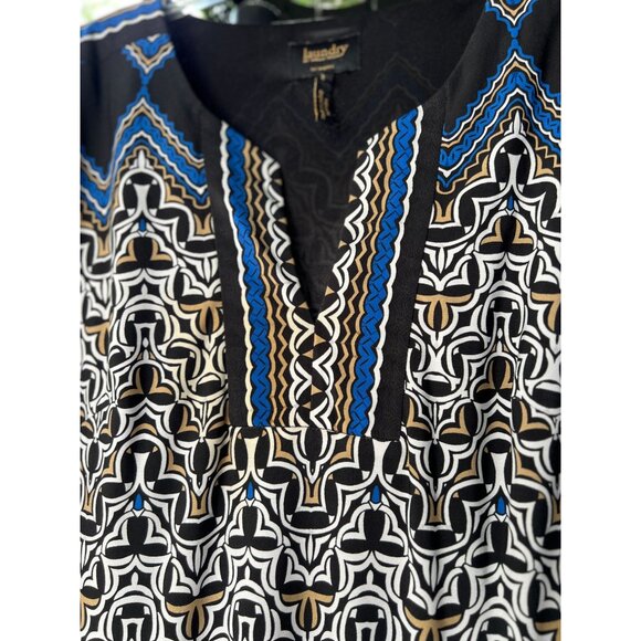 Laundry By Shelli Segal L Tunic Shift Dress Drop Waist Stretch Lined Black Blue - Picture 3 of 9